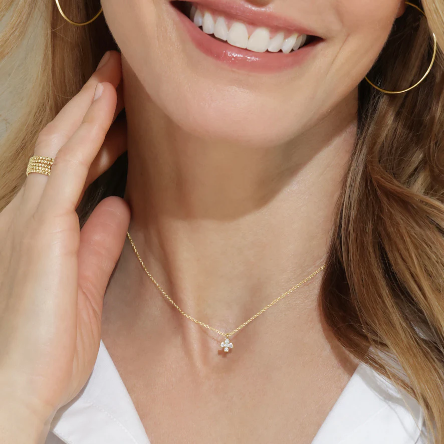 14kt Gold and Diamond Signature Cross Necklace - Image 2