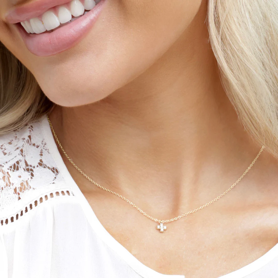 14kt Gold and Diamond Signature Cross Necklace - Image 6