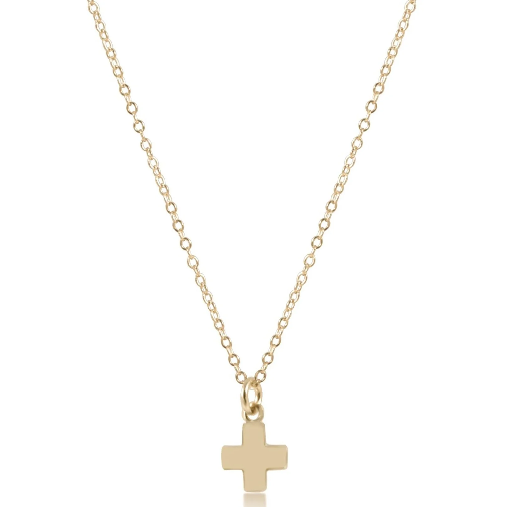 16" Necklace Gold - Signature Cross Small Gold Charm