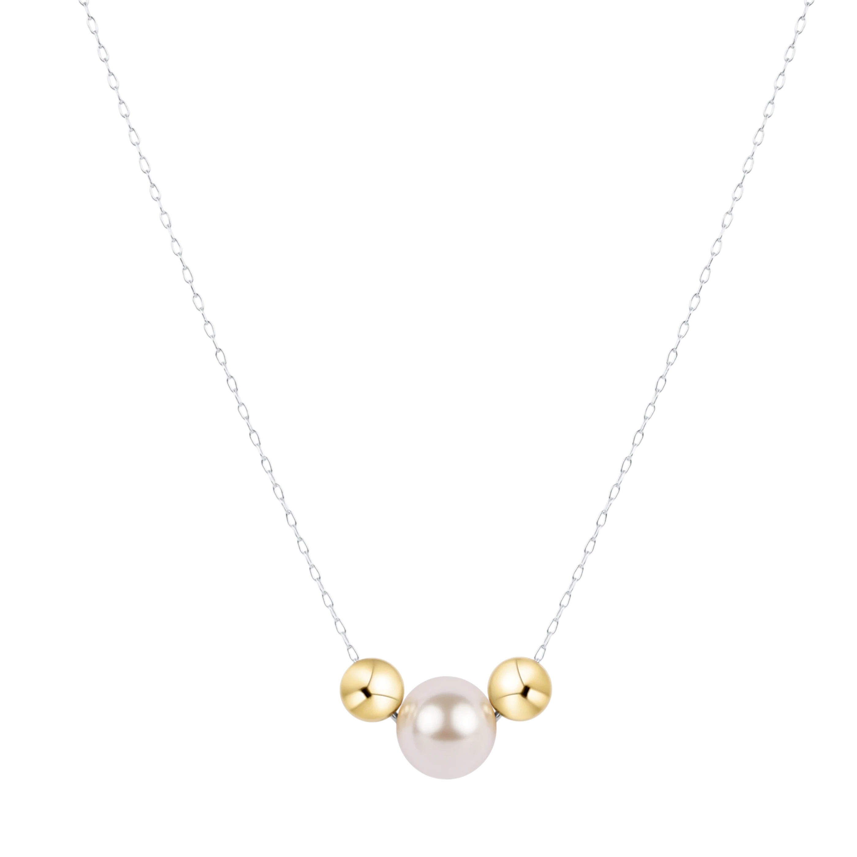 16" Necklace Mixed Metal - Purpose Gold Pearl