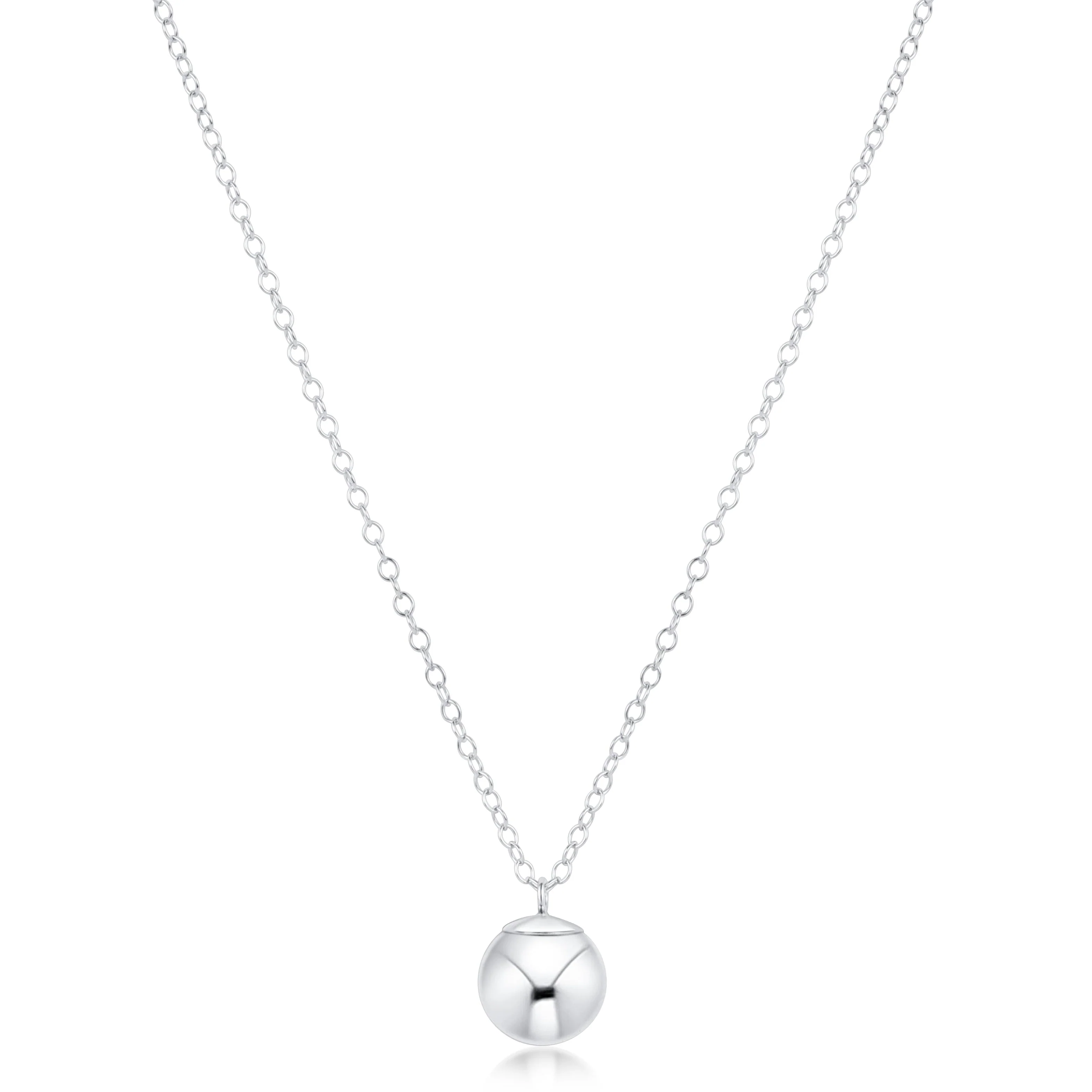 16" Necklace Sterling - Classic Sterling 8mm Charm