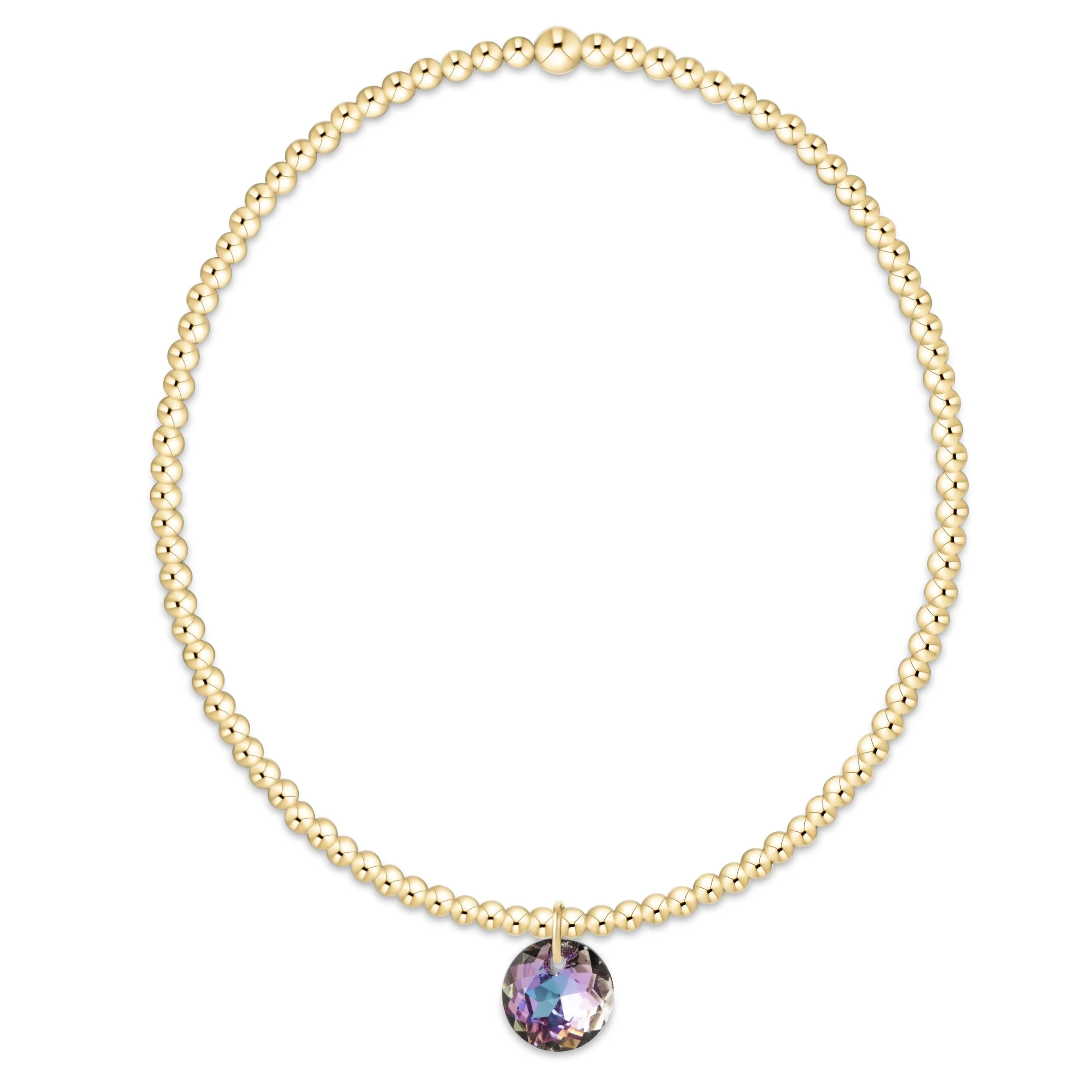 Classic Gold 2mm Bracelet - Reflection Small Charm - 06