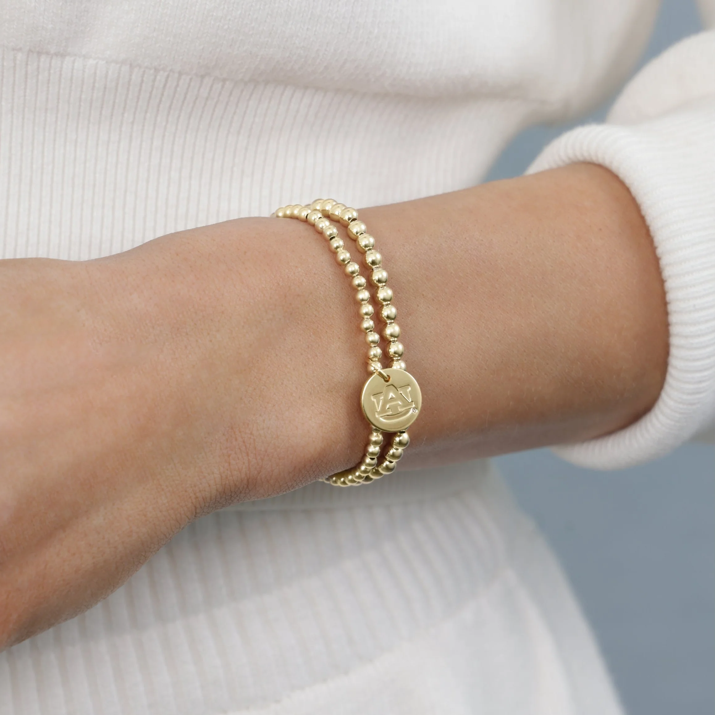 eCOLLEGIATE Classic Gold 3mm Bracelet - Auburn Disc - Image 2