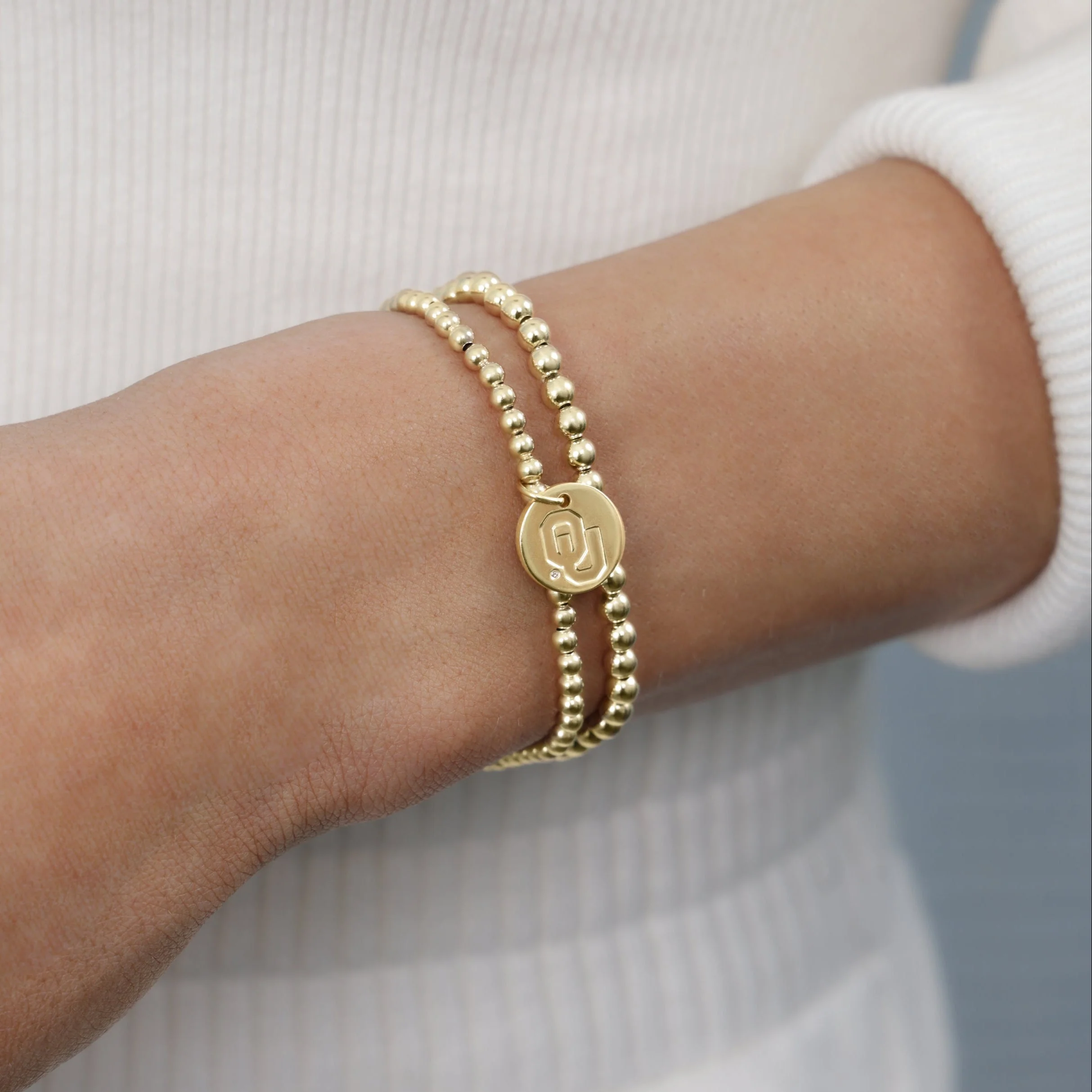 eCOLLEGIATE Classic Gold 3mm Bracelet - Oklahoma Disc - Image 2