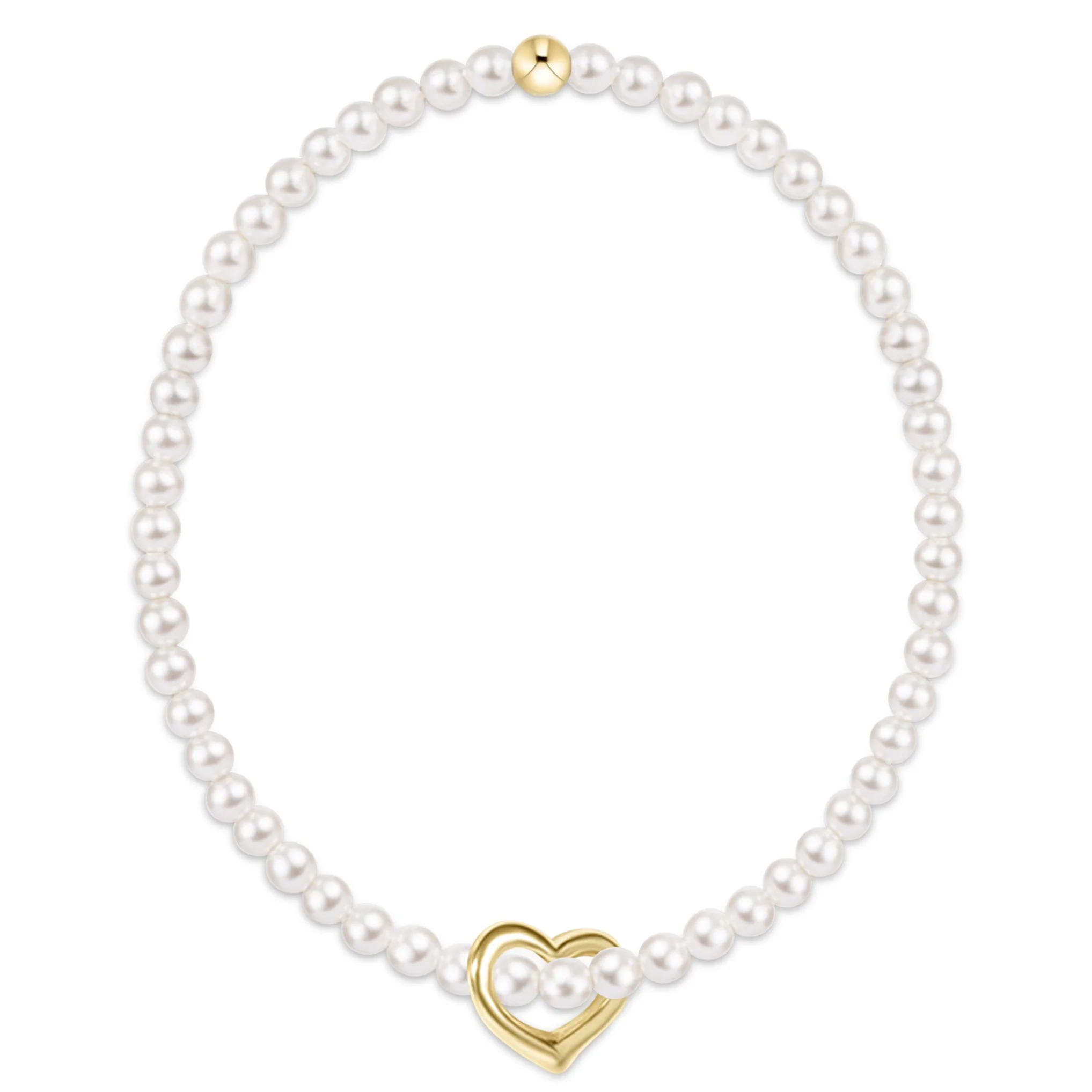 egirl Classic Pearl 3mm Bracelet - Love Gold Charm