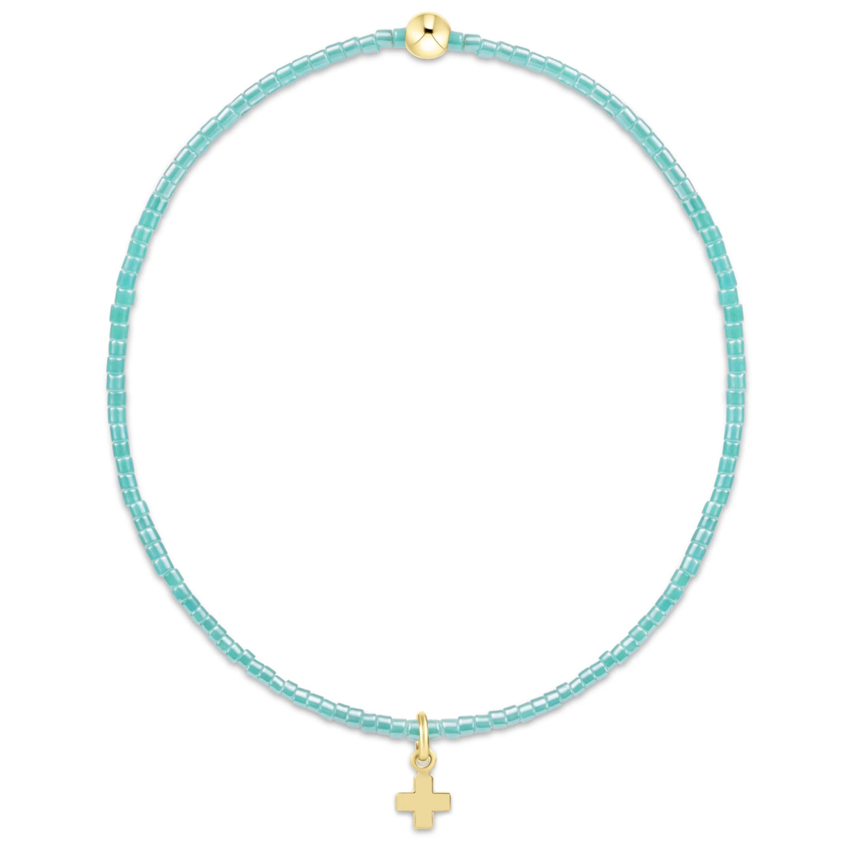 Hope Classic Sea Glass Bracelet - Signature Cross Small Gold Charm