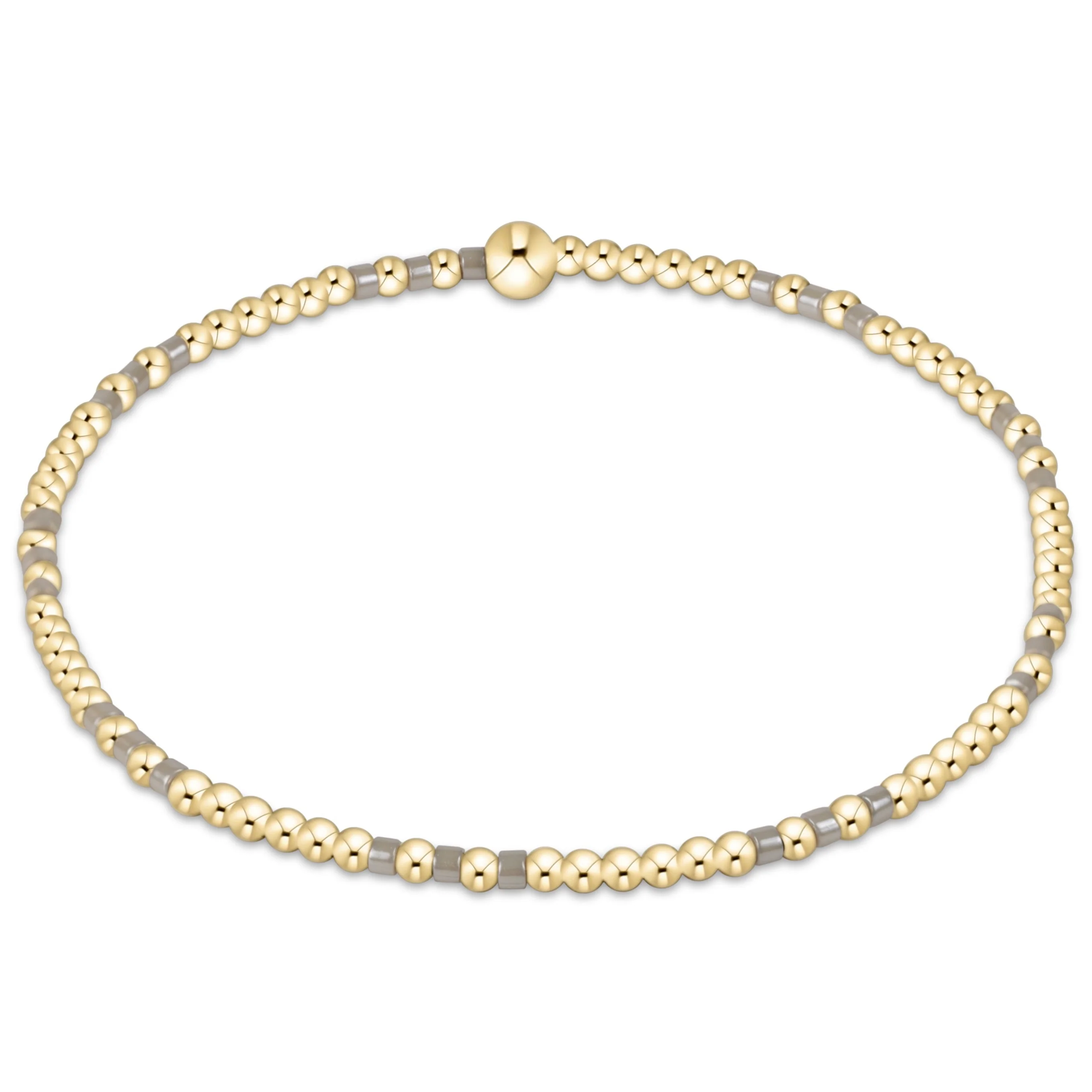 Hope Joy Pattern 2mm Bead Bracelet - Taupe With A Twist