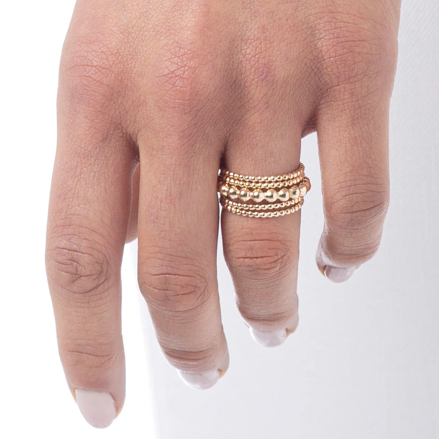 classic gold 3mm bead ring - Image 3