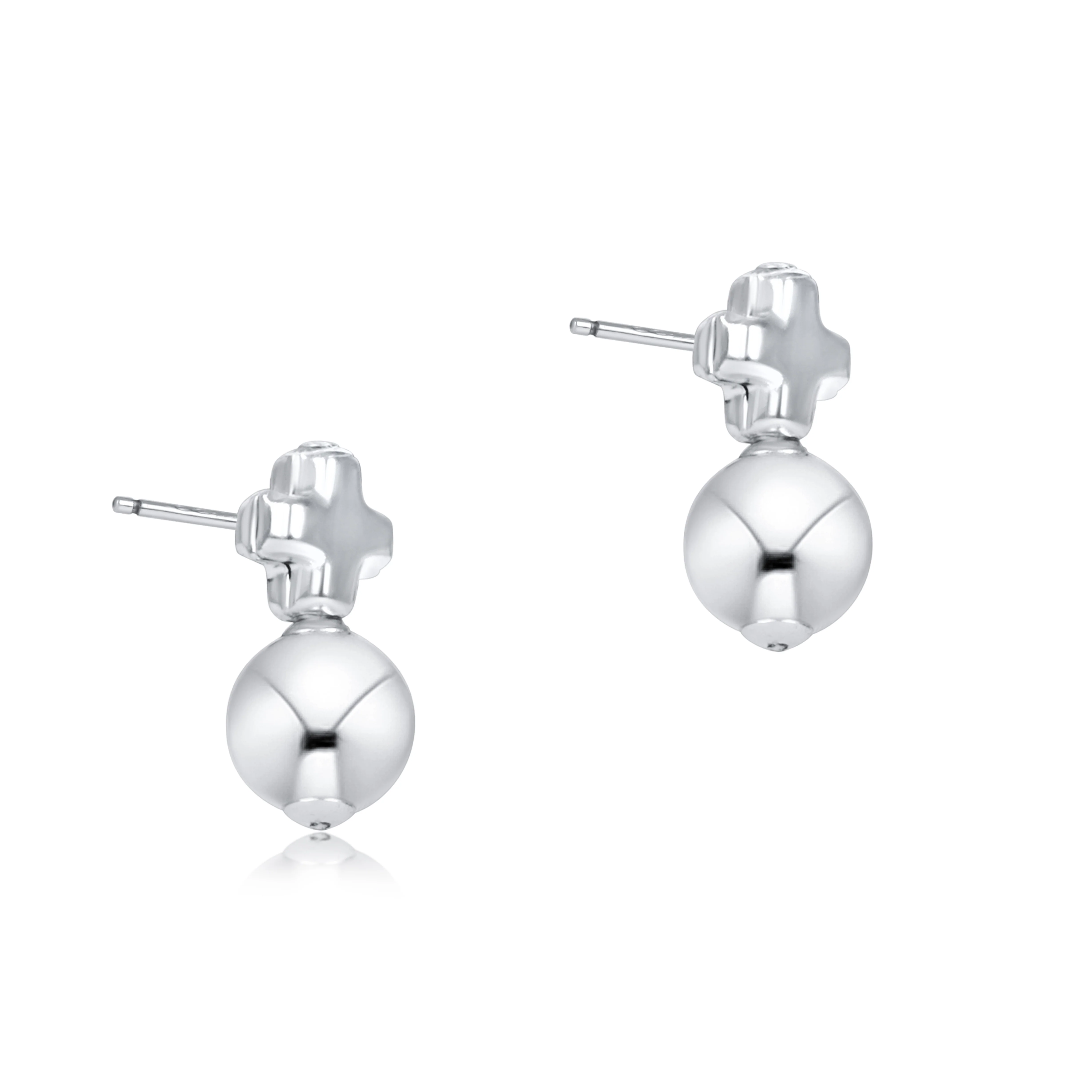 Signature Cross Small Sterling Studs - Classic Sterling